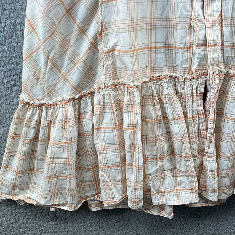 Free People Plaid Maxi Dress | Boho Button Front M/L Hippie Fairy Grunge Peasant - Picture 4 of 12